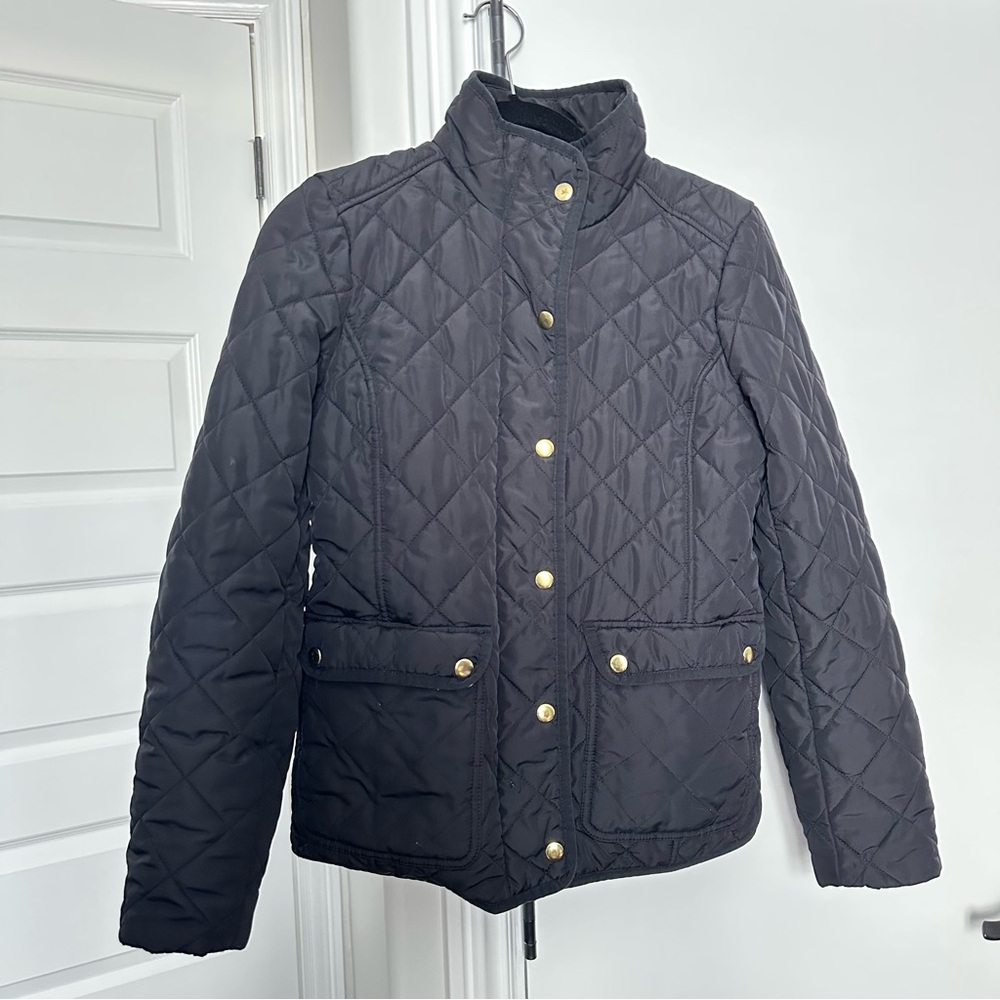 J Crew Black Quilted Jacket Size XS
